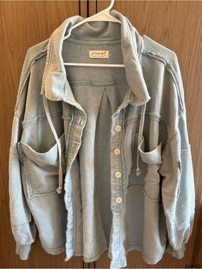 Free People Light Bluish Green Utility Jacket